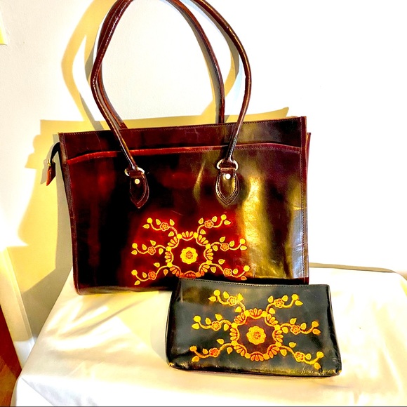 Dojanti Handbags - Dojanti Vintage Leather Tote/Briefcase W/Wristlet